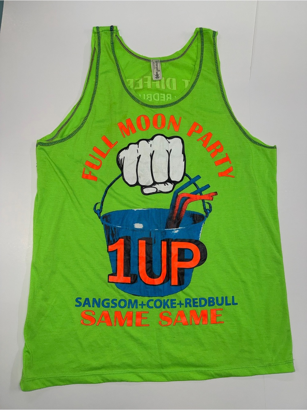 Bright Green "Full Moon Party" Graphic Tank Top
